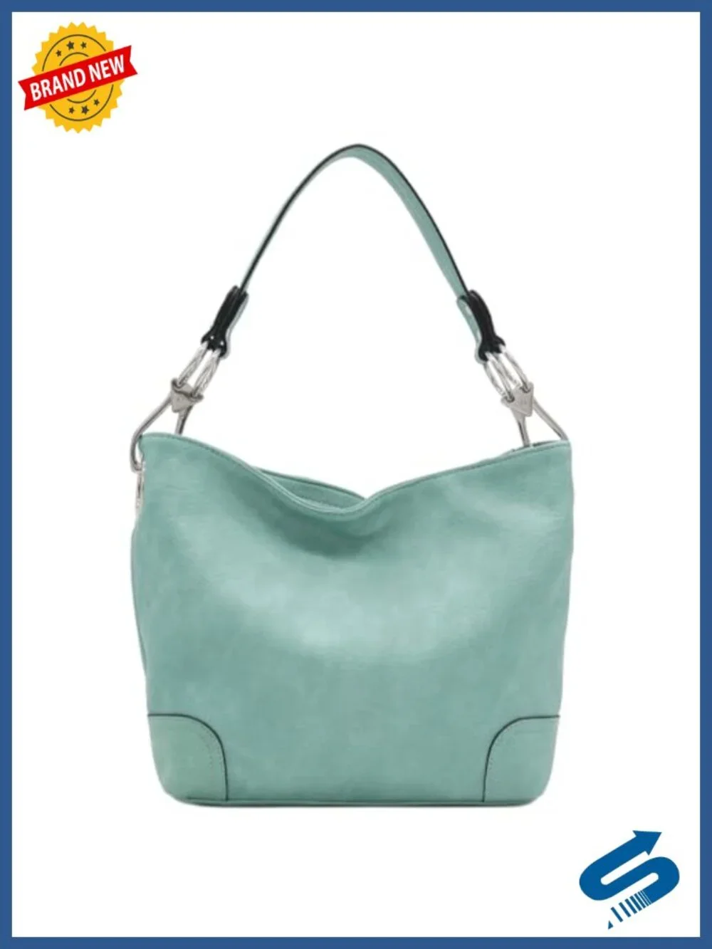 Hobo Shoulder Bag Faux Leather Silver Hardware Detachable Strap